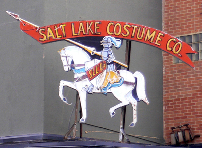 The neon sign from the Salt Lake Costume Company