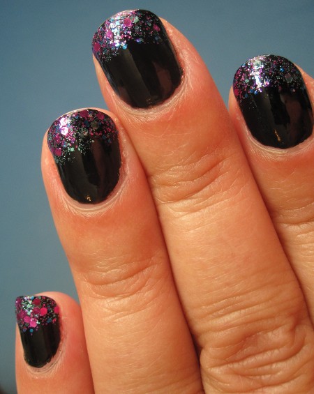 Black Glitter Tips Manicure from Pick Me!