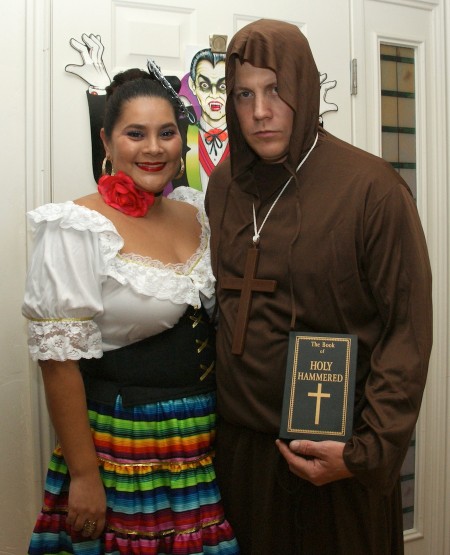 Shirley and Pete Savage as Margarita Girl and Priest