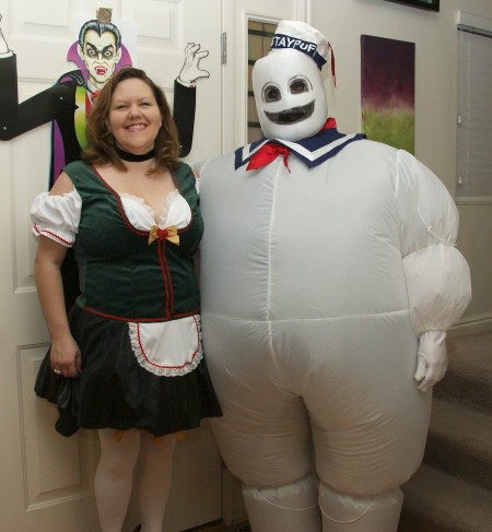 Stacey and Daniel Vest as the St. Pauli Girl and The Stay-Puft Marshmallow Man