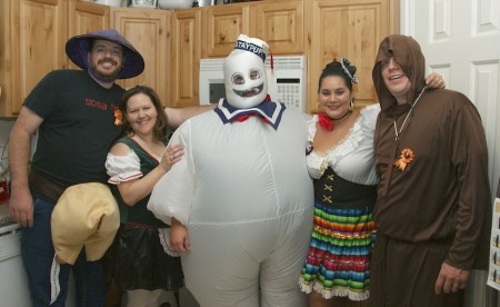 Fortune Cookie, St. Pauli Girl, Stay-Puft Marshmallow Man, Margarita Girl and Priest Costumes