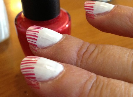 Patriotic Fingernails: Red and white stripes