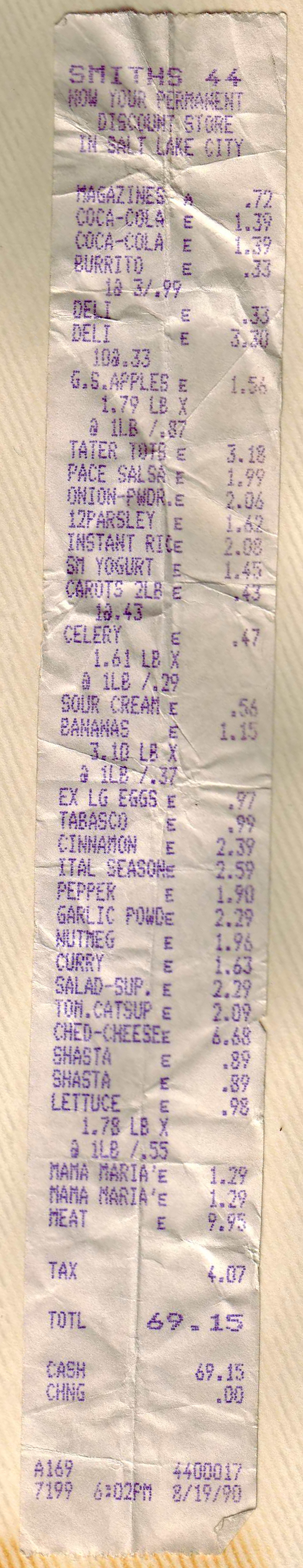 Happy Anniversary: Our First Grocery Store Receipt