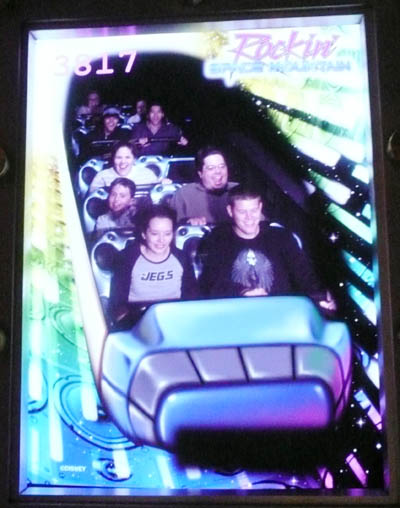Mike Moncur, Ian Moncur and Laura Moncur on Space Mountain